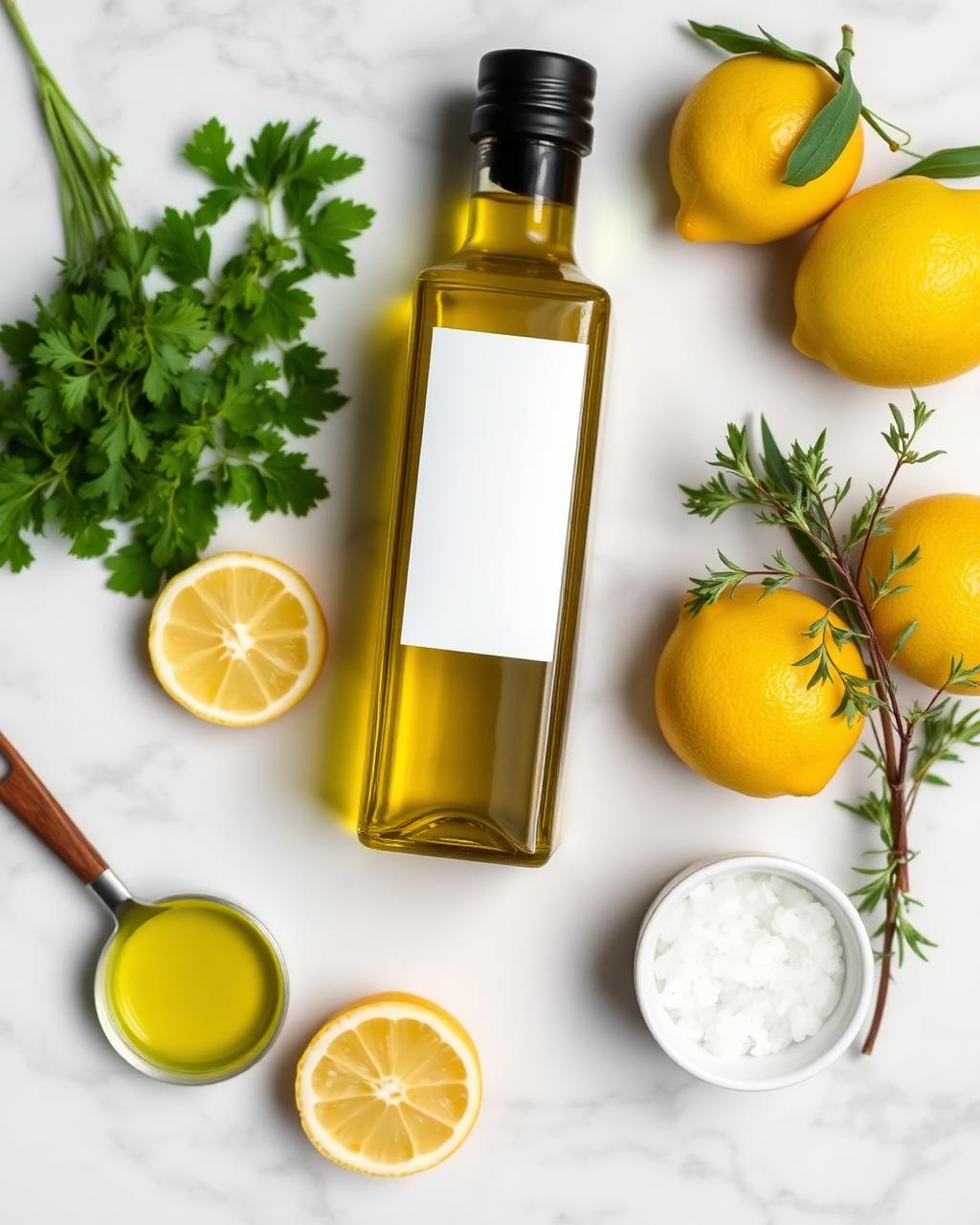 Olive oil, lemons and herbs